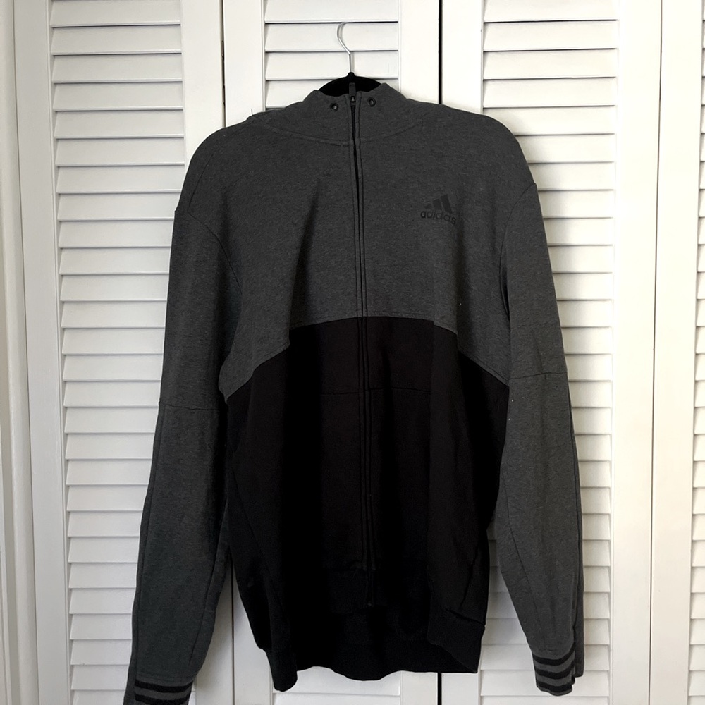 Black and Grey Adidas Zip up with a hood